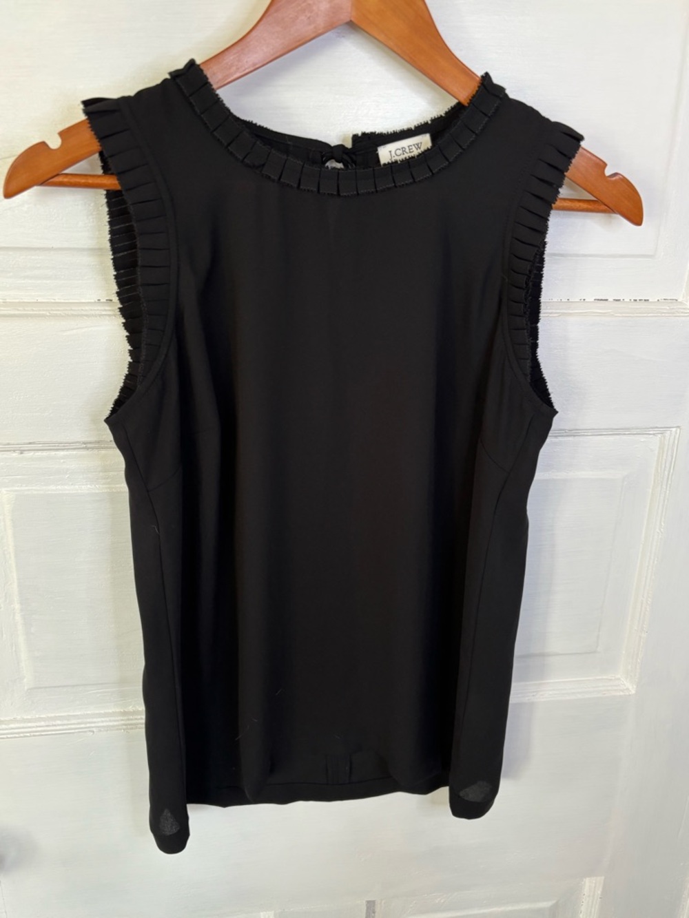 J. Crew Black Sleeveless Camisole with Pleated Trim